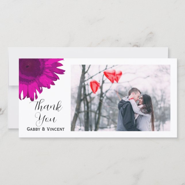 Merci de tournesol rose Pop Art Carte photo (Devant)