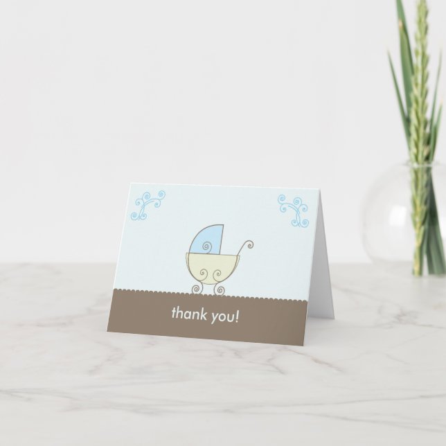 Merci de transport Baby shower - bleu et vert (Devant)