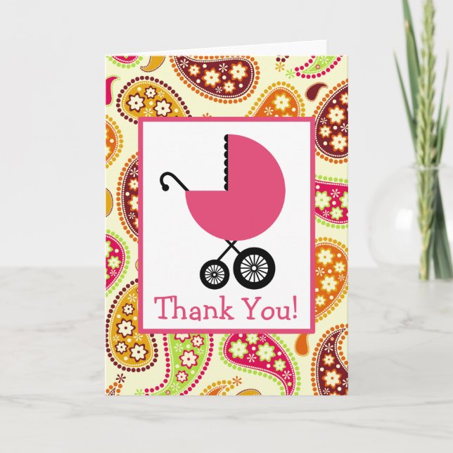 Merci de transport Baby shower Paisley & Pink (Devant)