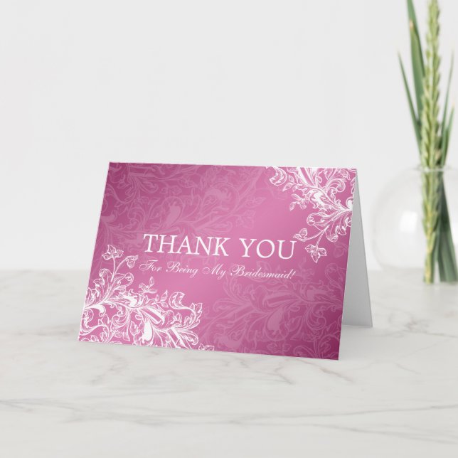 Merci Demoiselle d'Honneur Vintage Swirls Rose (Devant)