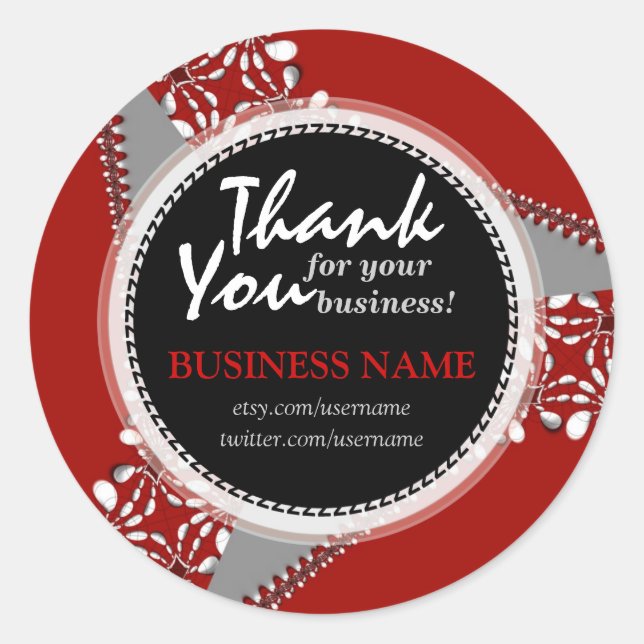 Merci d'entreprise Gras Rouge + Argent autocollant (Devant)