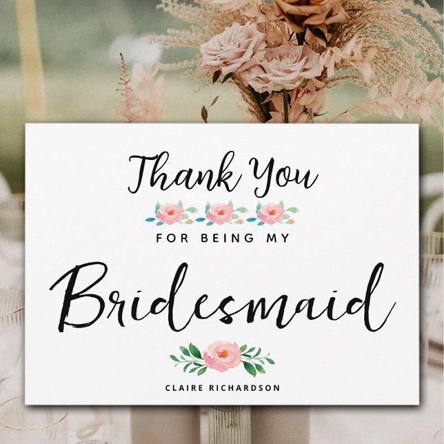 Merci d'être ma demoiselle d'honneur | Demoiselle  (Thanks for Being My Bridesmaid | Maid of Honour Thank You Card)