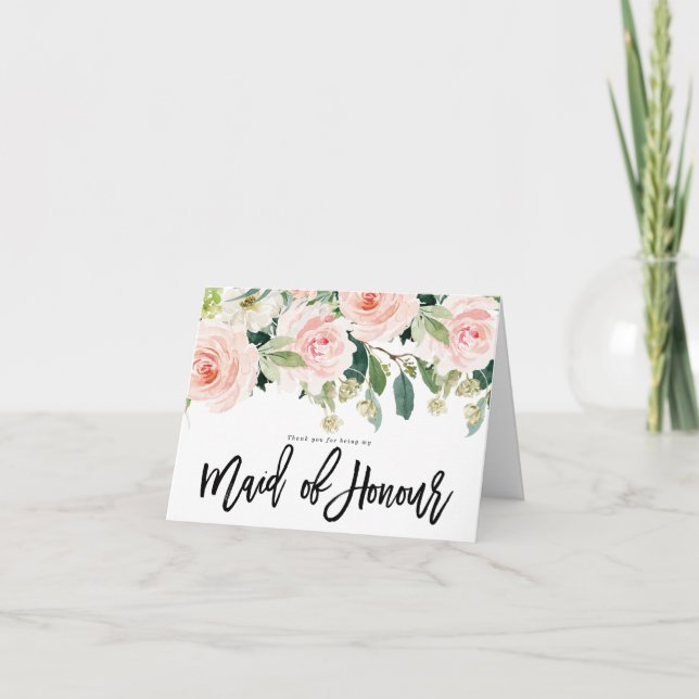 merci d'être ma servante de carte d'honneur floral (Devant)