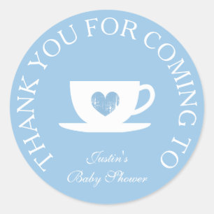 Merci d'être venu baby shower stickers tea party