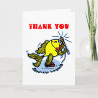 MERCI drôle Stand-Up Fish dessin animé CARD