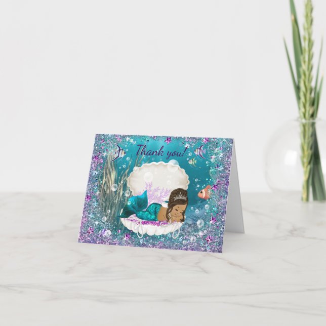 Merci du Baby shower de la sirène ethnique (Devant)