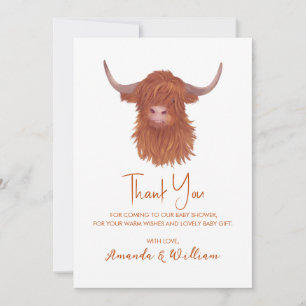 Merci du Baby shower de la vache Highland