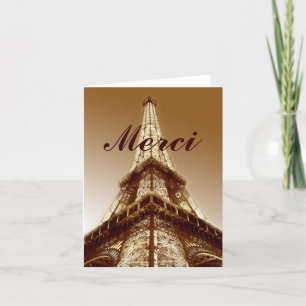 Merci Eiffelturm Paris danken Ihnen, Brown zu Dankeskarte