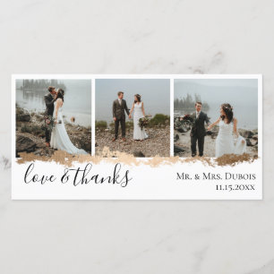 Merci élégant de photo de mariage de veine d'or