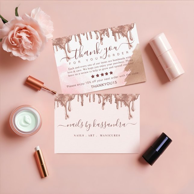 Merci élégant pour votre commande de paillettes do (Elegant Thank you for your Order Gold Glitter Drip)