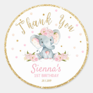 Merci éléphant Sticker Étiquettes Anniversaire Fav