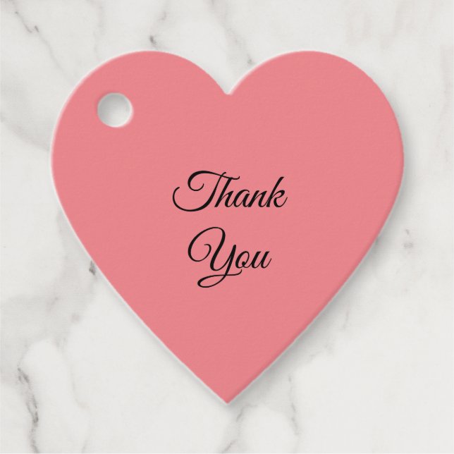 Merci en forme de coeur étiquettes cadeaux rose (Devant)