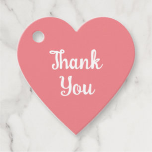 Merci en forme de coeur étiquettes cadeaux rose