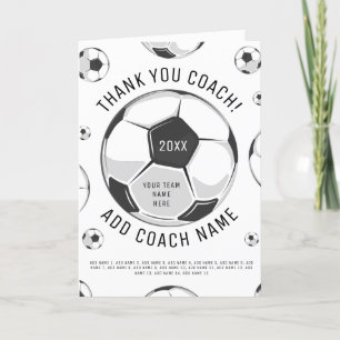 Merci Entraîneur de football Noir & Blanc Joueurs 