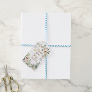 Merci Étiquette Hiver Blanc Floral Snowflakes