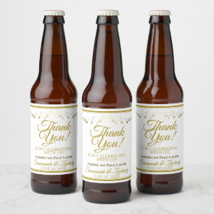 Merci Étiquette Mariage de bouteille de bière or