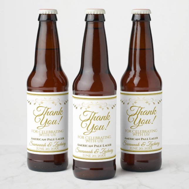 Merci Étiquette Mariage de bouteille de bière or (Bouteilles)