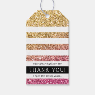 MERCI ÉTIQUETTE moderne rayure luxe or rose paille