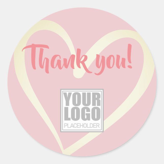 Merci Étiquette rose clair Rose Love Heart Logo (Devant)