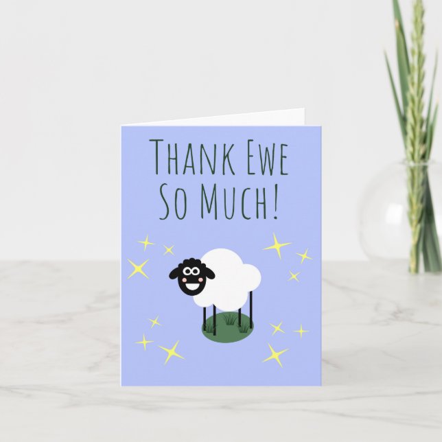 Merci Ewe ! - Carte de remerciements de jeu de che (Devant)