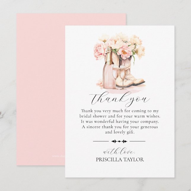 MERCI FÊTE DES MARIÉES Bottes de fille rose (Devant / Derrière)