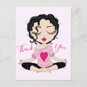 Merci fille Yoga mignonne   Carte postale à cheveu