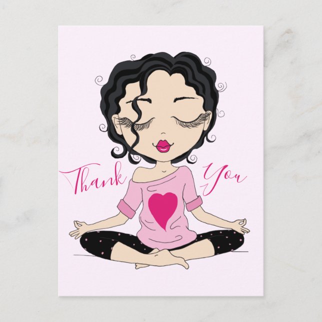 Merci fille Yoga mignonne | Carte postale à cheveu (Devant)
