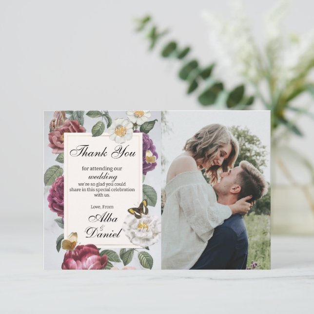 Merci Fleur de Mariage Floral Photo Papillon (Debout devant)