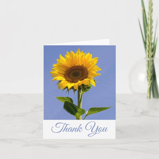 Merci Fleur de soleil jaune Floral Carte pour note (Devant)