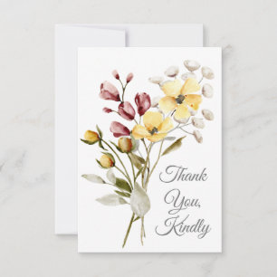 Merci Fleur sauvage aquarelle Kindly Flat Card