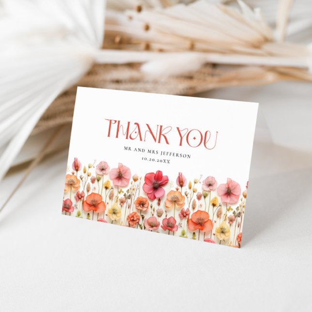 Merci Fleur sauvage Retro Pastel Pink Boho (Créateur téléchargé)