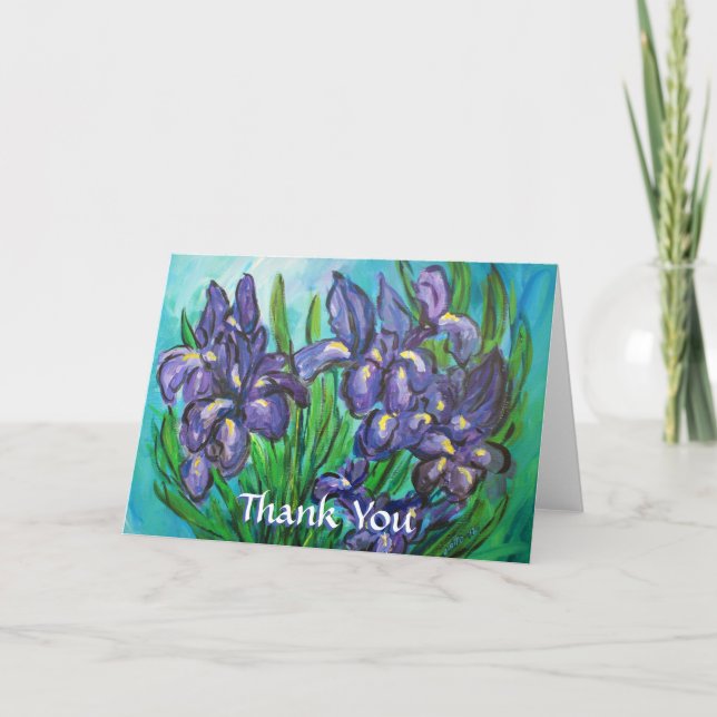 Merci Fleurs Iris Violet Carte de voeux personnali (Devant)