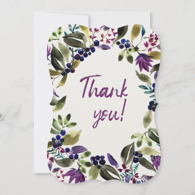 Merci ! Fleurs violettes peintes à l'aquarelle (Devant)