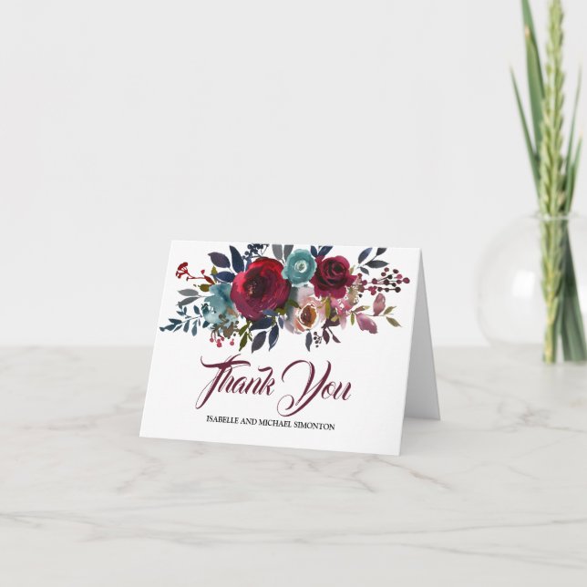 Merci floral Bourgogne personnalisé (Devant)