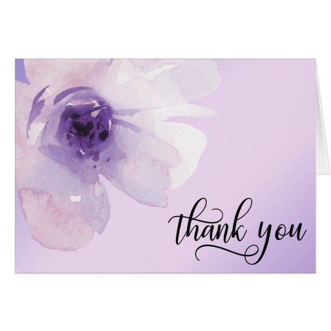 Merci floral d'aquarelle lilas pourpre de lavande (Devant Horizontal)