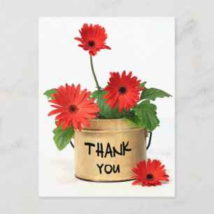 Merci Floral Rouge Gerbera Fleur marguerite Carte 
