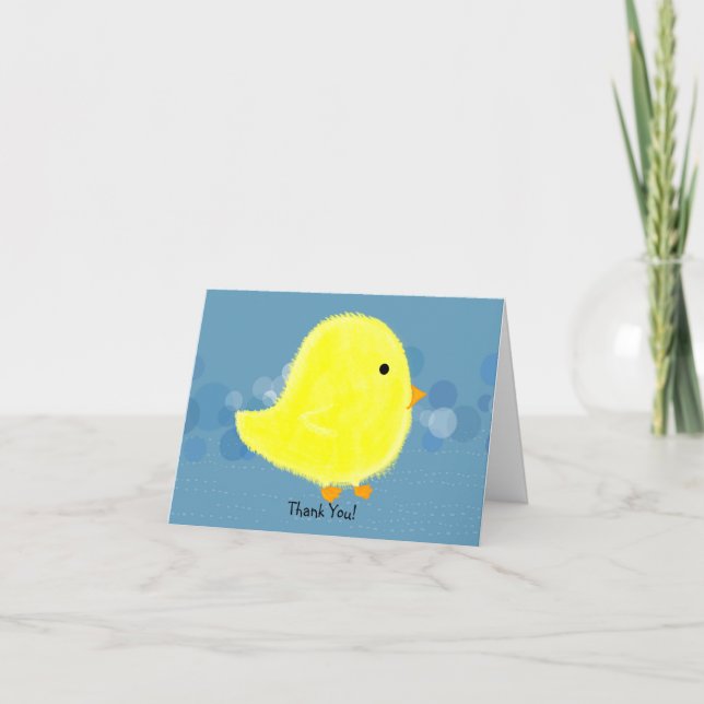 Merci Fluffy Baby Chick Card (Devant)