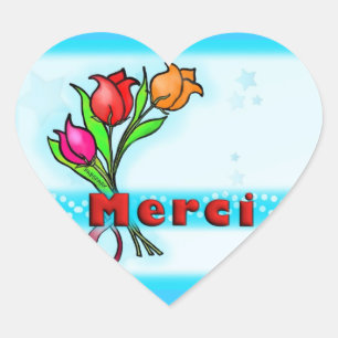 MERCI Franzosen danken Ihnen Herz-Aufkleber