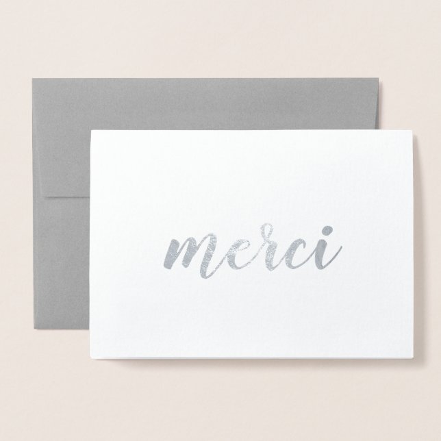 Merci Französisch Vielen Dank Brushstroke Script S Folienkarte (Vorderseite mit Umschlag)