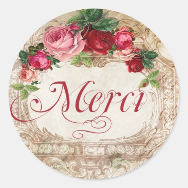 Merci, französische Inspirierte Umschlag Aufkleber (Vorderseite)