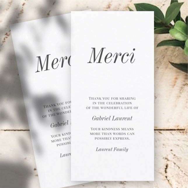 Merci French Modern Typografy Memorial Vielen Dank Dankeskarte (Von Creator hochgeladen)