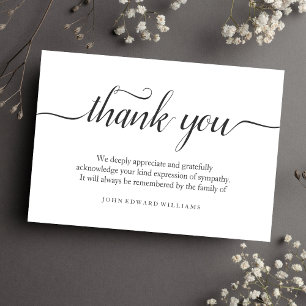 Merci Funérailles Merci Note Carte de deuil