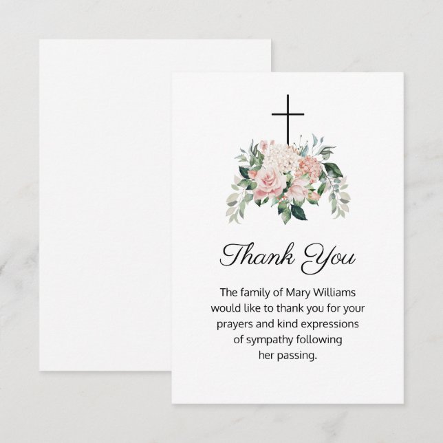 Merci funéraire floral chrétien religieux (Devant / Derrière)