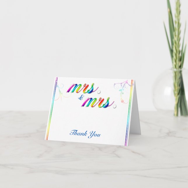 Merci gai floral de mariage d'arc-en-ciel élégant (Devant)