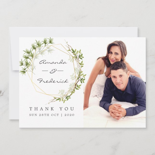 Merci géométrique vert Mariage photo (Devant)