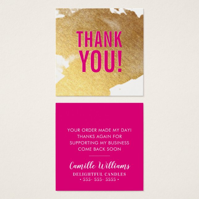MERCI glam luxe faux or feuille éclaboussure rose  (Devant & derrière)