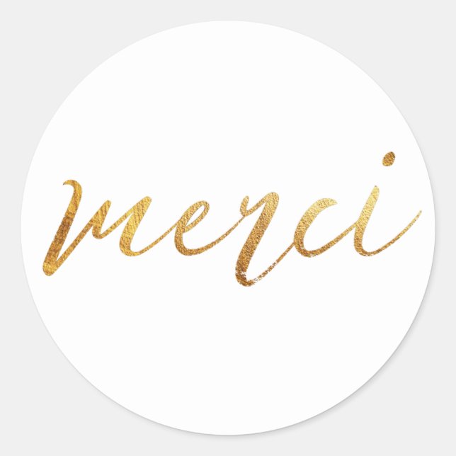 Merci Gold Elegant Vielen Dank Runder Aufkleber (Vorderseite)
