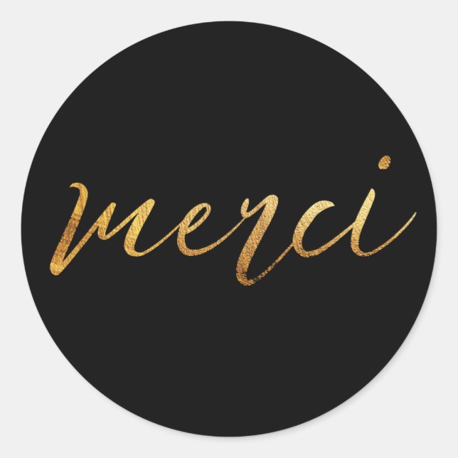 Merci Gold Elegant Vielen Dank Runder Aufkleber (Vorderseite)
