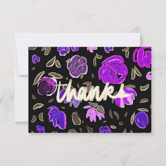Merci Gold et Rose Embossed Carte de remerciements (Devant)