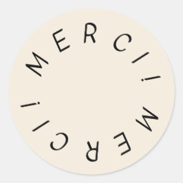 Merci! Handgezeichnetes einfaches Design Danke Auf Runder Aufkleber